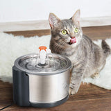 YES4PETS Automatic Electric Pet Water Fountain Dog Cat Stainless Steel Feeder Bowl Dispenser - Front View
