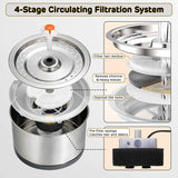 YES4PETS Automatic Electric Pet Water Fountain Dog Cat Stainless Steel Feeder Bowl Dispenser - Side View
