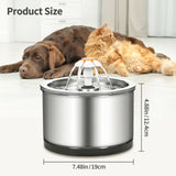 YES4PETS Automatic Electric Pet Water Fountain Dog Cat Stainless Steel Feeder Bowl Dispenser - Top-Down View