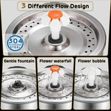 YES4PETS Automatic Electric Pet Water Fountain Dog Cat Stainless Steel Feeder Bowl Dispenser - Extra Image