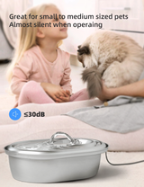 YES4PETS 2L Automatic Electric Pet Water Fountain Dog Cat Stainless Steel Feeder Bowl Dispenser - Side View