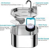 YES4PETS 3.2L Automatic Electric Pet Water Fountain Dog Cat Stainless Steel Feeder Bowl Dispenser - Front View