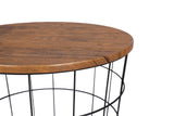 YES4HOMES Vintage Round Coffee Tables Set of 2 Side Tables Robust Steel Frame for Living Room Bedroom Rustic Brown and Black - Top-Down View