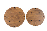 YES4HOMES Vintage Round Coffee Tables Set of 2 Side Tables Robust Steel Frame for Living Room Bedroom Rustic Brown and Black - Close-Up Angle