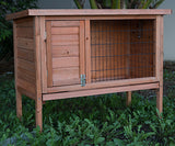 YES4PETS Single Wooden Pet Rabbit Hutch Guinea Pig Cage with Slide out Tray - Side View