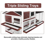 YES4PETS Double Storey Large Rabbit Hutch Guinea Pig Cat Cage , Ferret Cage With Pull Out Tray - Rear View