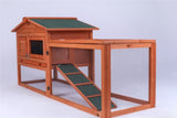 YES4PETS Rabbit Hutch Metal Run Wooden Cage Guinea Pig Cage House - Front View