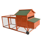 YES4PETS 248 cm XL Chicken Coop Rabbit Hutch Ferret Hen Guinea Pig House With Wheels - Front View