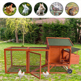 YES4PETS 248 cm XL Chicken Coop Rabbit Hutch Ferret Hen Guinea Pig House With Wheels - Side View
