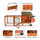 YES4PETS 248 cm XL Chicken Coop Rabbit Hutch Ferret Hen Guinea Pig House With Wheels - Top-Down View