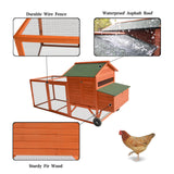 YES4PETS 248 cm XL Chicken Coop Rabbit Hutch Ferret Hen Guinea Pig House With Wheels - 45-Degree Angle