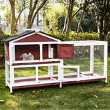YES4PETS Double Storey Large Rabbit Hutch Guinea Pig Cage , Ferret Cage With Pull Out Tray On Wheels - Front View