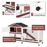 YES4PETS Double Storey Large Rabbit Hutch Guinea Pig Cage , Ferret Cage With Pull Out Tray On Wheels - Side View