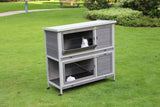 YES4PETS 110cm XL Double Storey Rabbit Hutch Guinea Pig Cage , Ferret Cat cage W Wheel & Pull Out Tray - Front View