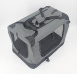 YES4PETS Medium Portable Foldable Dog Cat Puppy Rabbit Soft Crate Carrier-Grey - Front View