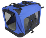 YES4PETS Small Portable Foldable Dog Cat Puppy Soft Crate Cage-Blue - Front View