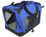 YES4PETS Small Portable Foldable Dog Cat Puppy Soft Crate Cage-Blue - Side View