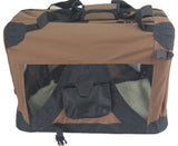 YES4PETS Small Portable Foldable Dog Cat Puppy Soft Crate Cage-Brown - Front View