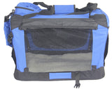 YES4PETS Small Foldable Pet Soft Dog Cat Puppy Rabbit Crate Bag With Curtain-Blue - Front View