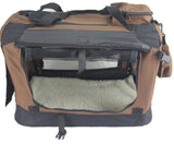 YES4PETS Small Foldable Soft Dog Cat Puppy Rabbit Crate Bag With Curtain-Brown - Top-Down View