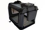 YES4PETS Large Fordable Soft Dog Cat Puppy Crate Bag With Curtain-Grey - Side View