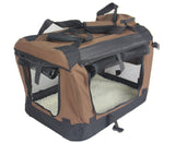 YES4PETS XXL Foldable Soft Dog Cat Puppy Carrier Crate With Curtain-Brown - Side View