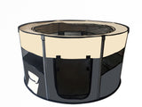 Large Round Portable Soft Playpen Dog Cat Rabbit Puppy Playpen-Grey - Front View