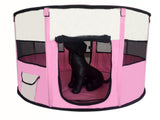 YES4PETS Large Round Portable Soft Playpen Dog Cat Rabbit Puppy Playpen-Pink - Front View