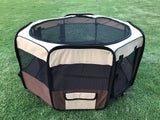 YES4PETS Small Brown Dog Cat Puppy Rabbit Guinea Pig Cat Soft Playpen - Side View