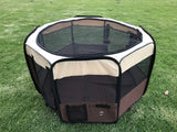 YES4PETS Medium Brown Pet Dog Cat Puppy Rabbit Tent Soft Playpen - Side View