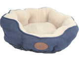 YES4PETS Washable Blue / Grey Fleece Soft Pet Dog Cat Bed-Medium - Front View