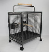 YES4PETS Small Bird Transport Budgie Cage Parrot Aviary Carrier With Wheel - Top-Down View