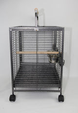 YES4PETS Small Bird Transport Budgie Cage Parrot Aviary Carrier With Wheel - Rear View