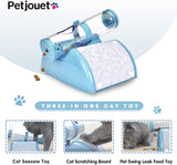 YES4PETS Cat Play Box Kit Pet Toy Kitten Toys Interactive Ball Peek Hunting Toy-Blue - Close-Up Angle
