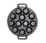YES4HOMES 12 Holes Mini Cast Iron Cake Pan Mini Dutch Pancake Cake Pan - Front View