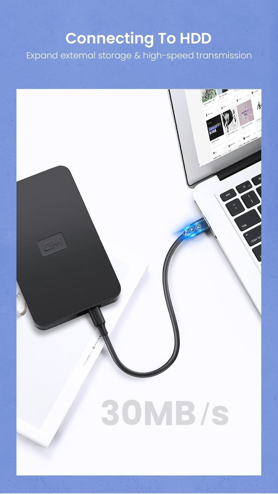 UGREEN 1M Mini-USB to USB-A High-Speed Data Transfer Cable