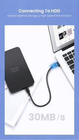UGREEN 1M Mini-USB to USB-A High-Speed Data Transfer Cable - Top-Down View