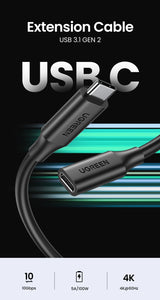 UGREEN 100W USB-C Extension Cable 1M for High-Speed Charging and Data Transfer - Top-Down View