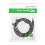 UGREEN 3.5mm male to 2RCA male cable 3M (10512) - Side View