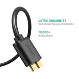 UGREEN USB 3.0 A Male to Micro USB 3.0 Male Cable - Black 2M (10843) - Top-Down View