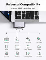UGREEN 10912 Dual USB 3.0 Type-C Adapter for High-Speed Data Transfer - Top-Down View