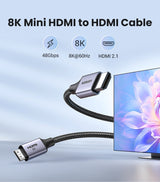 UGREEN 15515 8K Mini-HDMI to HDMI Cable - 2M Bi-Directional, Ultra High-Speed Performance - Front View