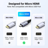 UGREEN 8K Micro HDMI to HDMI Premium Cable - 1M Length - Top-Down View