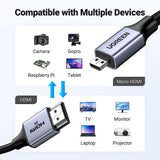 UGREEN 8K Micro HDMI to HDMI Cable - 2 Meter High-Speed Connection - Front View
