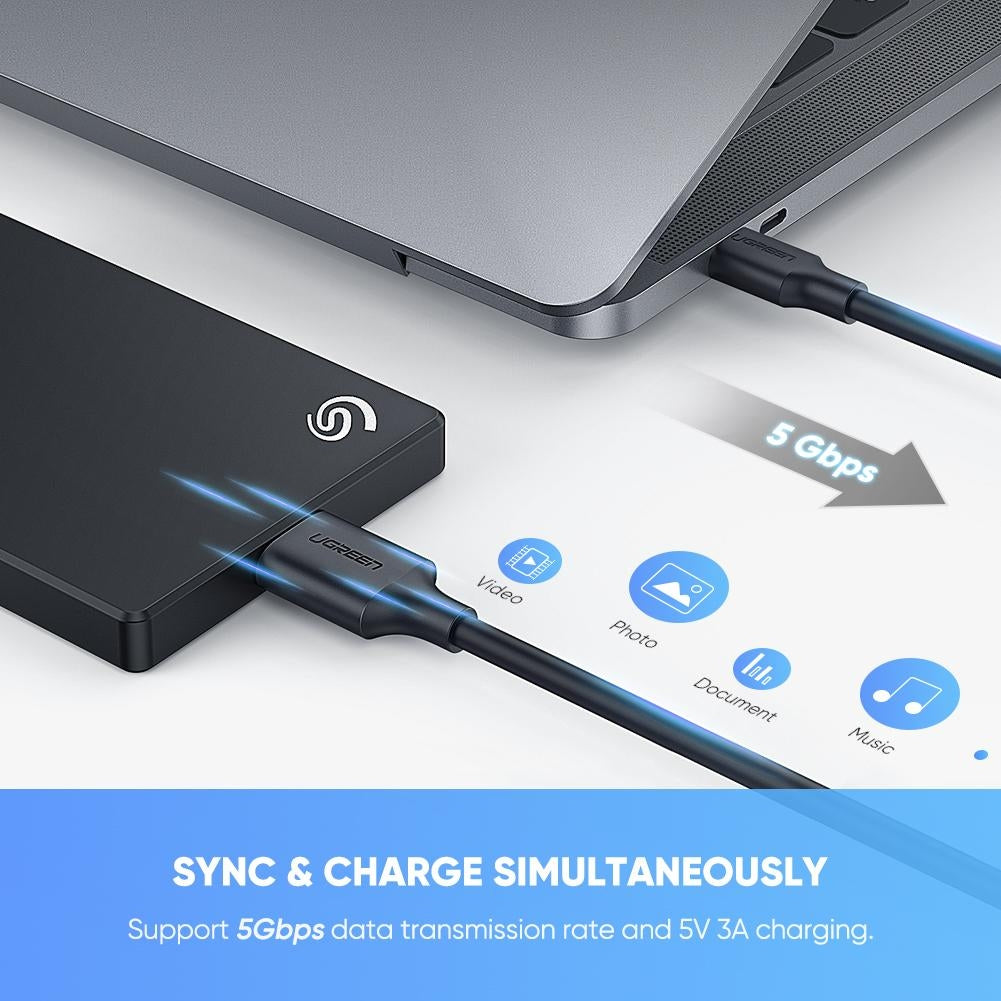 UGREEN USB-C to USB 3.0 Micro-B Data Transfer and Charging Cable - 1M for Fast File Sync and Power Supply