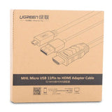 UGREEN MHL Micro USB 11 Pin to HDMI Adater Cable 2M (20139) - Side View