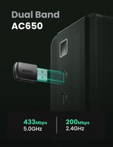 UGREEN 20204 AC650 Dual Band USB WLAN Adapter - Front View