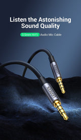 UGREEN 20785 3.5mm Braided 4-Pole Audio Cable Male to Male 3m - 45-Degree Angle