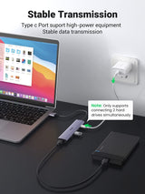 UGREEN 20805 USB 3.0 4-Port Hub with USB-C Power Port - Front View