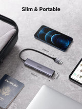 UGREEN 20805 USB 3.0 4-Port Hub with USB-C Power Port - Close-Up Angle